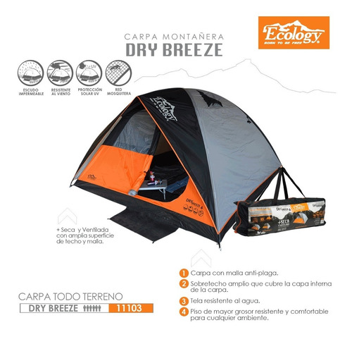 Carpa Camping Doble Tendido 6 Personas Familiar Ecology