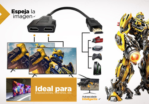 Splitter Hdmi 1x2 Cable Adaptador Derivador 1080p Espejo