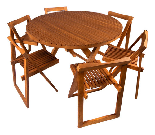 Muebles Comedor Para Jardin Plegable De Madera 6 Pers