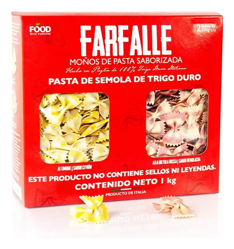 Food With Purpose Farfalle Moños De Pasta Saborizada 1kg