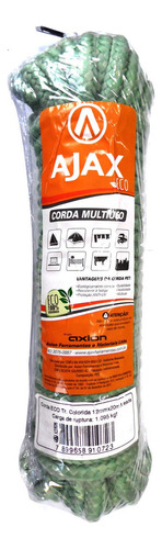 Corda Eco. Trançada 12mmx20metros Colorida A33026 Ajax