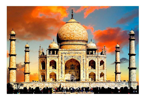 Vinilo 80x120cm Taj Mahal Templo India Viajes Turismo M3