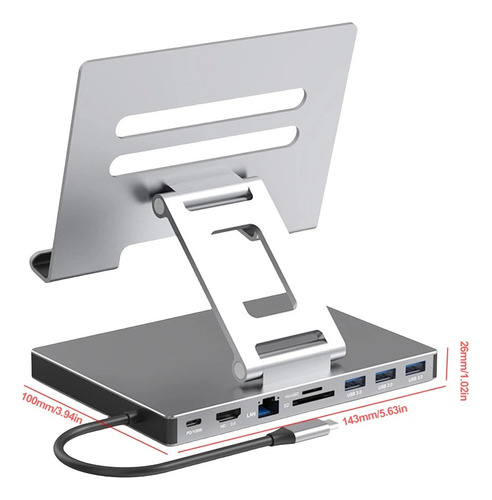 Z 9 Em 1 Hub Usb C Docking Station Hdmi 4k Suporte Para iPad