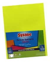 Comprar Papeles Surtidos Neon Sysabe 20 Hojas Cartulina 