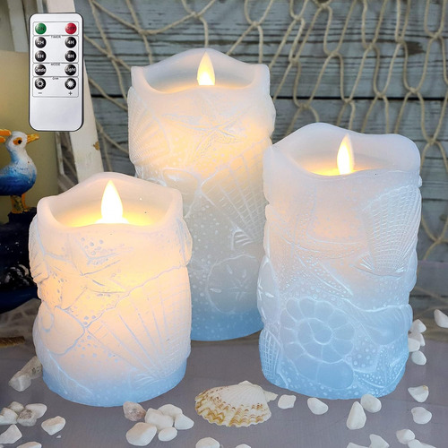 Velas Led Sin Llama Azul Océano Con Mecha Parpadeante Con Ca