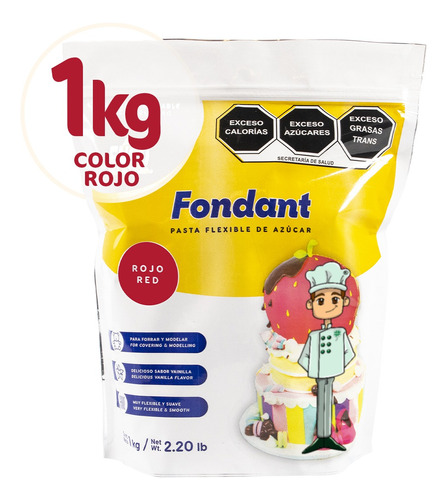 Fondant Rojo Sabor Vainilla Enco 1 Kg 