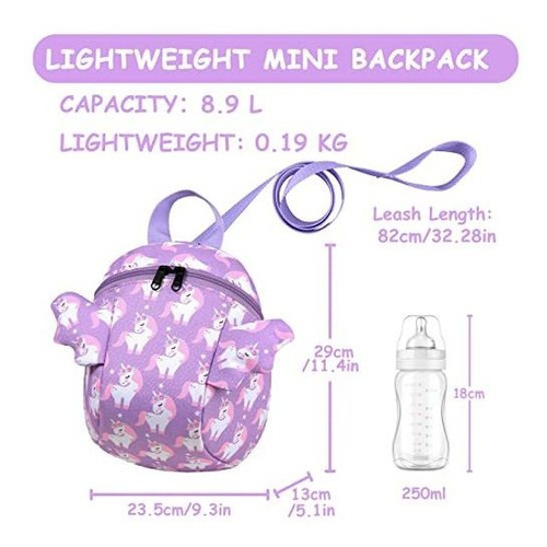 Mini Mochila Vaschy Con Correa Unicornio Violeta 4 Litros