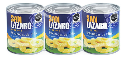 Piña Rebanada San Lazaro 3 Pack De 800g