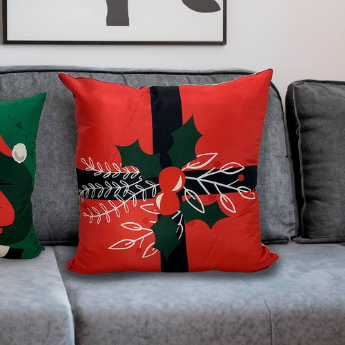 Kit 4 Capas Para Almofadas Estampas Natal Papai Feliz Natal Cor Presente Papai Noel