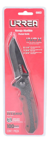 Navaja Abatible Acero Inox Titanio Con Clip Urrea® Camping