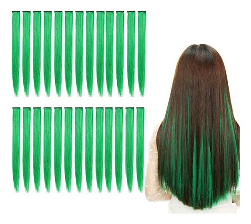 24 Pcs Colored Party Highlights Colorful Clip In Hair Dvwkt
