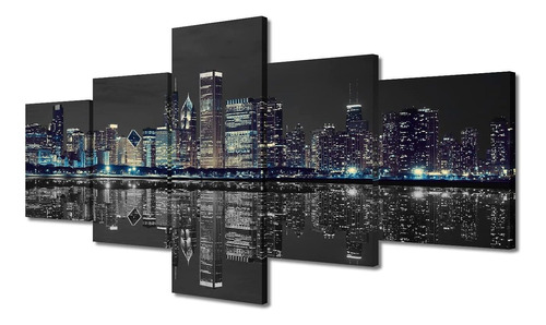 Chicago City Center Skyline Wall Decorations Black And ...