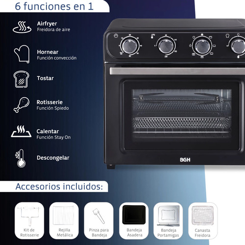 Horno Eléctrico Bgh Air Fryer Freidora De Aire 30l Airfryer