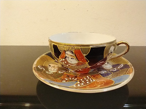 Imagen 2 de 10 de Antigua Taza De Té Y Plato Porcelana Japonesa Satsuma Geisha