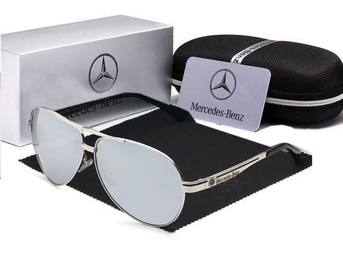 Óculos De Sol Mercedes Benz 737 Lentes Polarizadas Desenho Silver Espelhado