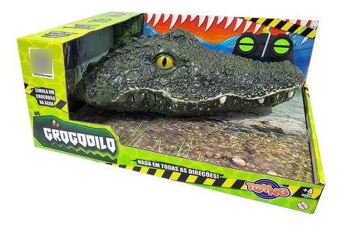 Crocodilo Brinquedo C/controle Remoto Flutua Ná Água Toyng Cor Verde-escuro Personagem Jacaré