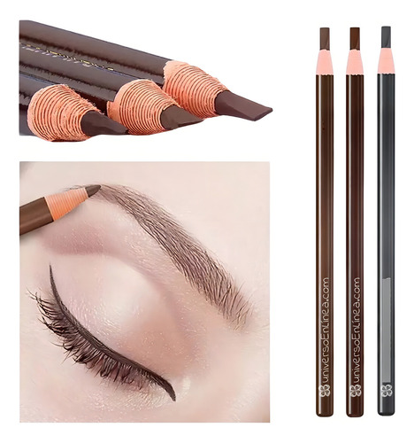 3 Lápiz Para Diseño Delineado De Cejas Microblading Colores Color Negro