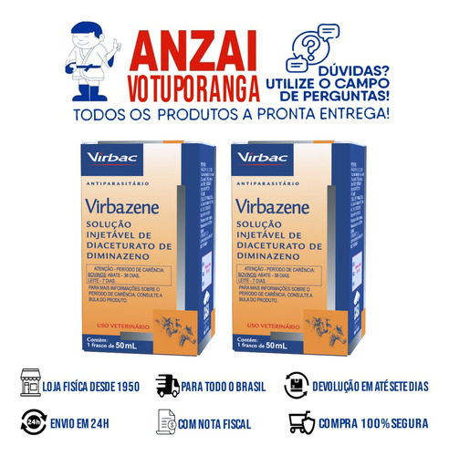 Kit Com 2 Virbac Virbazene 50 Ml