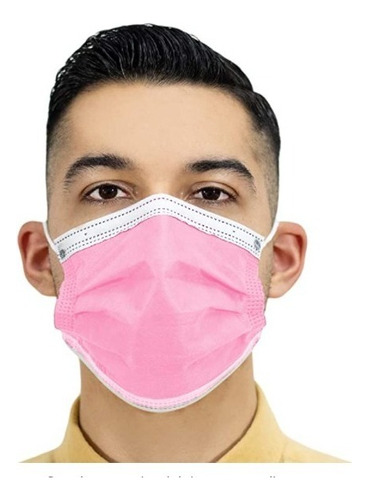 50 Mascarillas Cubrebocas De 4 Capas Transpirable Calidad Color Rosa Chicle