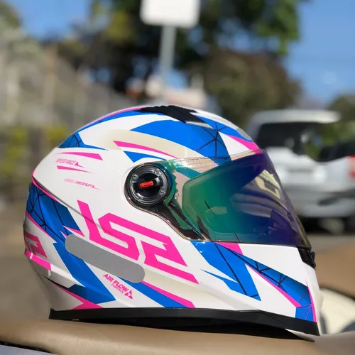 Capacete LS2 FF358 Draze – Branco/Azul/Rosa – Só Capacetes