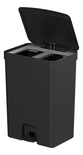 Lixeira De Pedal Trium Duplo Compartimento 15l + 15l Preto Cor Cinza-escuro