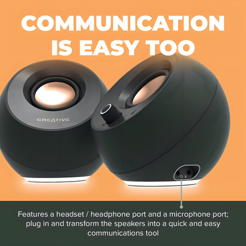 Creative Pebble Pro - Altavoces Para Computadora Minimalist. Color 2.0 Usb-c Audio Verde Con Rgb