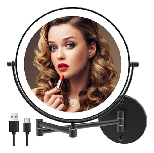 Espejo De Tocador Led 9 Doble Cara Con Aumento 10x Y 3 Colo