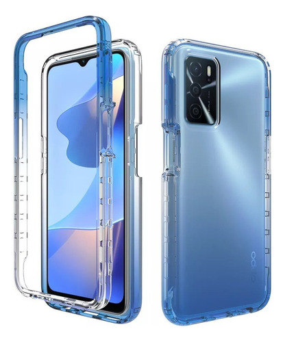 Funda 2 En 1 Uso Rudo For Modelos Oppo Bicolor Transparente