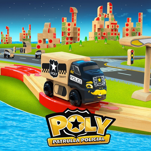 Imagen 2 de 8 de Trencity Camión Policia Poly - Camiones Juguetes De Madera