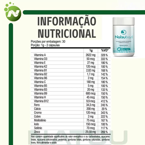 2x Natsubari Repositor Multivitaminico Pós Bariátrica 60 Cap