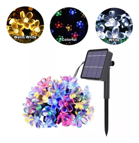 Guirnalda De Luz Solar, Iluminación Navideña Con Flores
