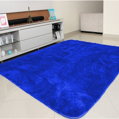 Alfombra Costa Oro Shaggy Pelo Largo Azul 2mx1,4 m