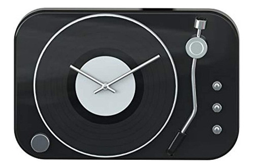 Reloj De Pared Jumbl Vintage Retro Metal Record Player - Neg