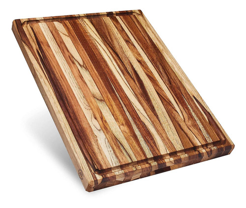 , Tabla De Cortar De Madera De Teca Gruesa Xl Con Ranur...