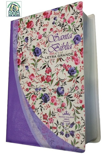 Biblia Chica Letra Grande Flores Morada Reina Valera Envío