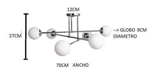 Imagen 2 de 6 de Plafon Araña Spa Elyn Cobre - Cromo Globo 6 Luces Apto Led