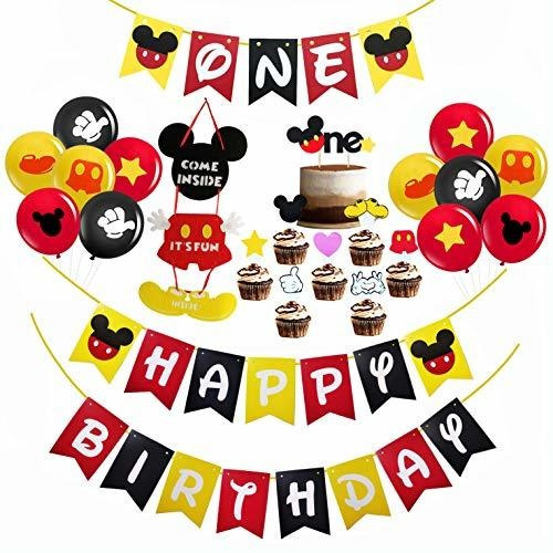 Paquetes De Fiesta - Mickey Mouse First Cumpleaños Decoracio