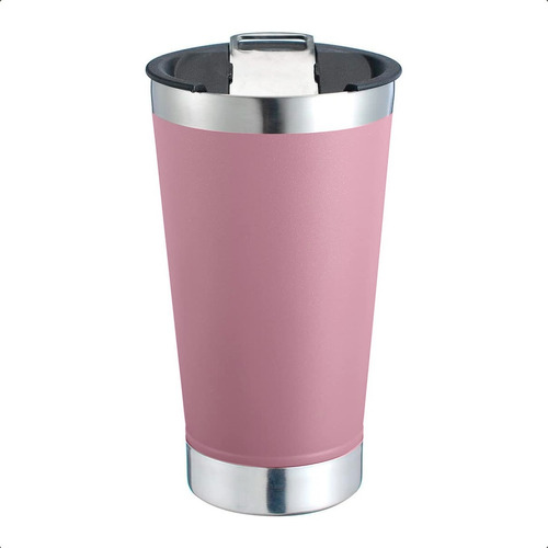 Vaso Térmico De Acero Inoxidable Cervecero Rosa Pastel Liso