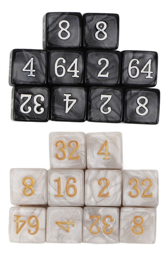 20 Dados Con Esquinas Cuadradas, Numerados, MĂșltiplos De 2 N