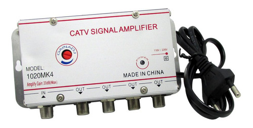 Amplificador Sinal 1x4 Saidas 20db Regulagem Tv Cabo Digital