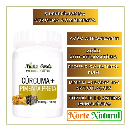 Cúrcuma Com Pimenta Preta 120 Cápsulas - Ninho Verde