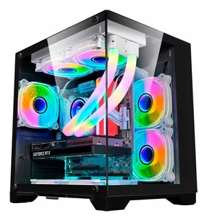 Gabinete Gamer K-mex Space aqua CG-10KN Preto Temperado Sem Fan Matx