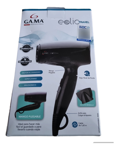 Secador De Pelo Gama Eolic Travel Cable 1,65m Negro