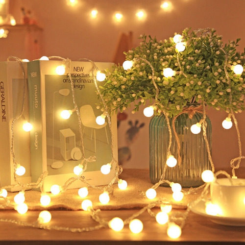 Imagen 8 de 10 de Bolitas Led Decoracion Retro Navidad Guirnalda 5 Mts Calido