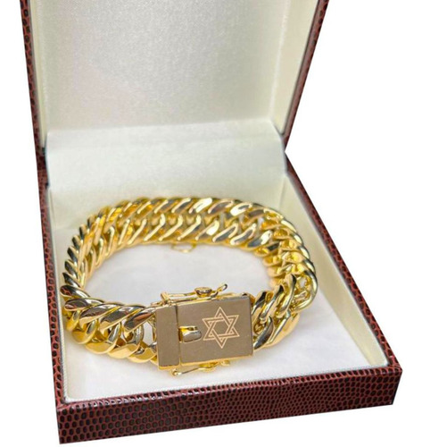 Pulseira Elos Duplos 40 Gramas Ouro 18k 750 Estrela De Davi