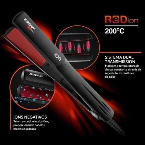 Prancha Chapinha Taiff Elegance Red Íon 200ºc Bivolt
