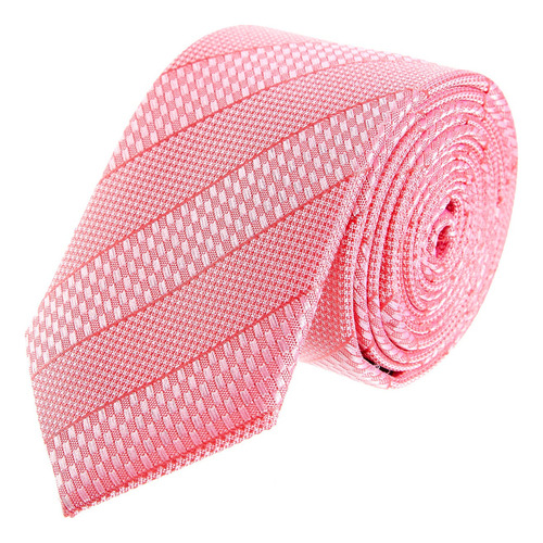 Corbata Hombre Relieve Slim Diagonales Vittorio Forti Color Rosa Largo 65 cm