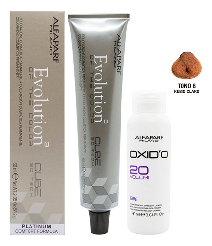 Alfaparf Evolution Tintura Cabello Tono 8 + Oxidante 20 Vol.