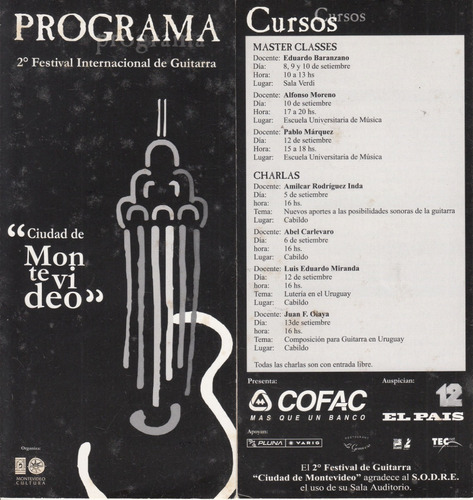 Programa 2º Festival Internacional De Guitarra Montevideo