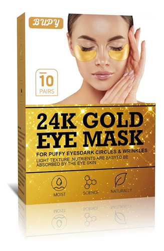 Máscara De Ojos U 24k, 10 Pares De Mascarillas Doradas Hidra